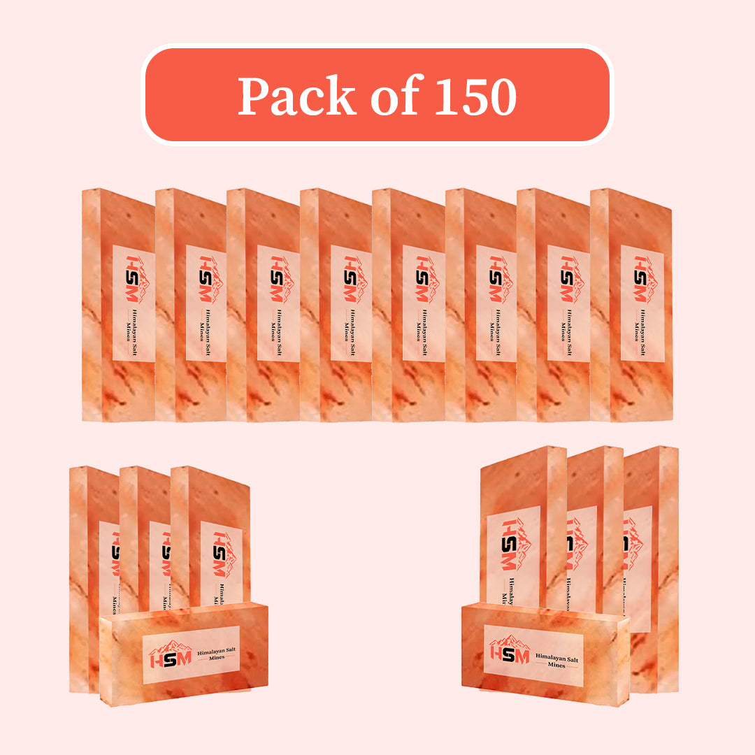 Pink salt tiles for a bathroom, pack of 150, 8x4x1 inches